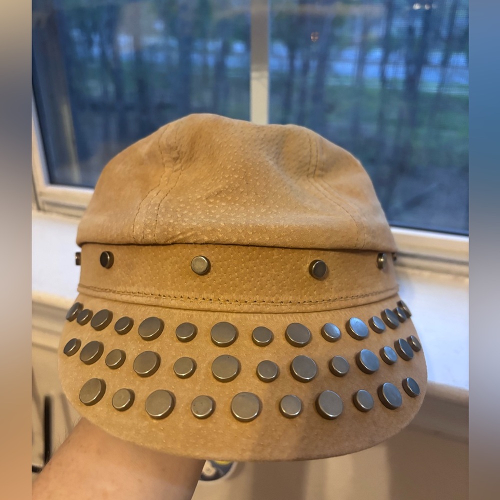 Understated Leather- studded Avery Hat